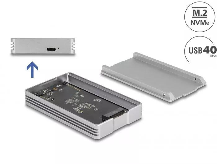 DeLOCK USB4™ 40 Gbps Enclosure for 1 x M.2 NVMe SSD - tool free i gruppen Datautstyr / Datamaskin Tilbehør / Annet hos TP E-commerce Nordic AB (C70507)