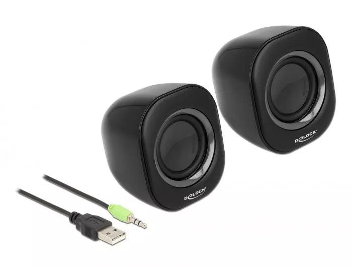 DeLOCK Mini Stereo PC Speaker with 3.5 mm stereo jack male and USB i gruppen Datautstyr / Datamaskin Tilbehør / Høyttaler hos TP E-commerce Nordic AB (C70510)