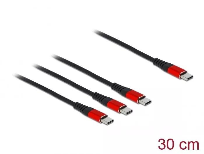 DeLOCK USB Charging Cable 3 in 1 USB Type-C to 3 x USB Type-C 30 cm i gruppen SMARTTELEFON & NETTBRETT / Ladere og Kabler / Kabler / Kabler type C hos TP E-commerce Nordic AB (C70513)