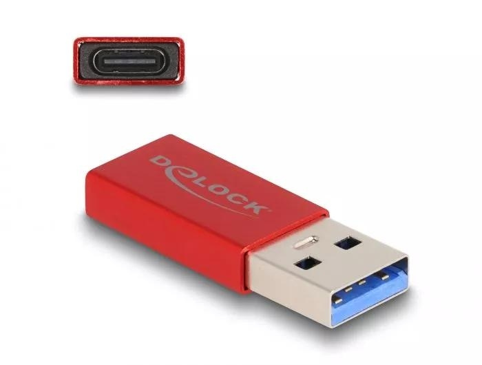 DeLOCK USB 10 Gbps USB Type-A male to USB Type-C active female red i gruppen Datautstyr / Kabler og adaptere / USB / USB-A / Adaptere hos TP E-commerce Nordic AB (C70520)