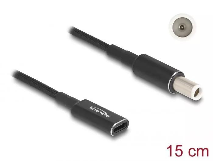 DeLOCK Laptop Charging Cable USB Type-C to Dell 7.4 x 5.0mm 15 cm i gruppen Datautstyr / Bærbare datamaskiner og tilbehør / Lader / Vegglader / Dell hos TP E-commerce Nordic AB (C70523)