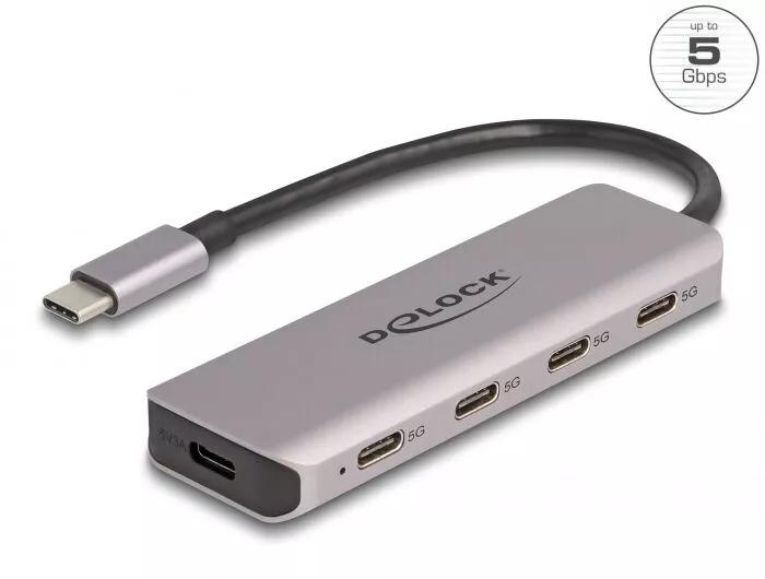 DeLOCK USB 5 Gbps 4 Port USB Type-C™ Hub with USB Type-C™ connector i gruppen Datautstyr / Datamaskin Tilbehør / USB-Hubs hos TP E-commerce Nordic AB (C70541)