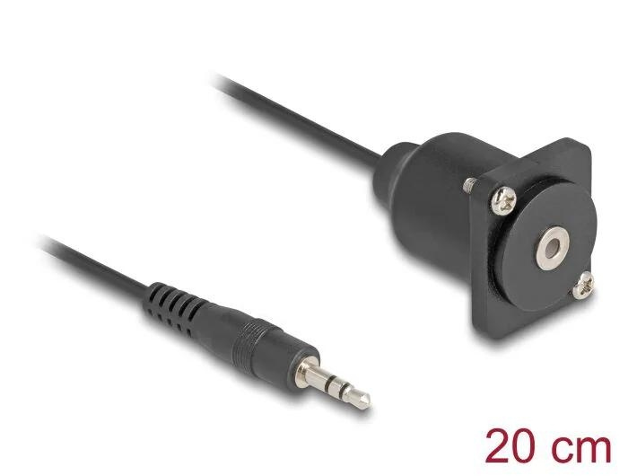 DeLOCK D-Type Cable 3.5 mm 3 pin Stereo jack male to female 20 cm i gruppen Elektronikk / Kabler og adaptere / Lyd analog / Adaptere hos TP E-commerce Nordic AB (C70561)