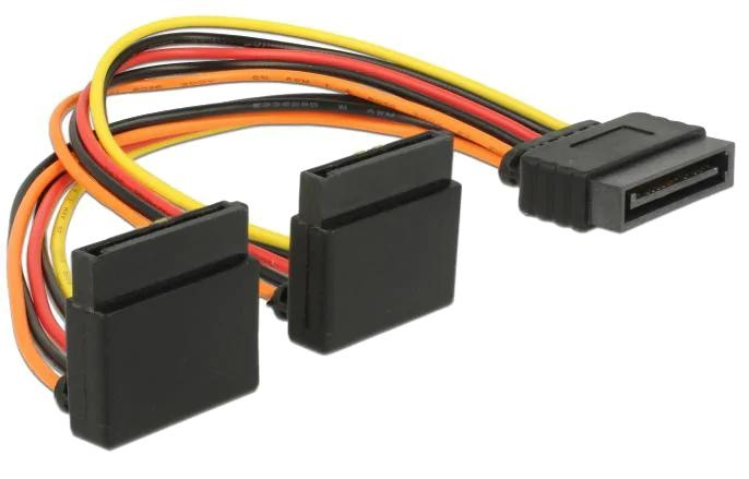 DeLOCK Cable SATA 15 pin power plug w/ latching function>2xSATA i gruppen Datautstyr / Kabler og adaptere / Intern / SATA hos TP E-commerce Nordic AB (C70586)