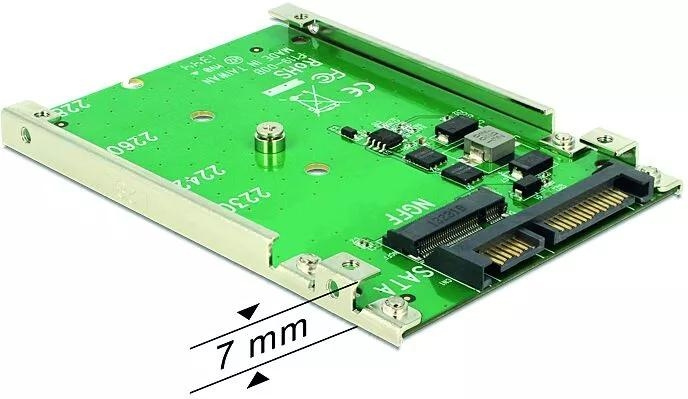 DeLOCK 2.5″ Converter SATA 22 pin > 1 x M.2 key B - 7 mm i gruppen Datautstyr / PC-Komponenter / Harddisker / Adaptere og tilbehør hos TP E-commerce Nordic AB (C70600)