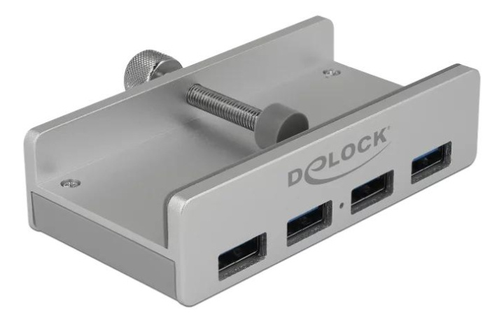 DeLOCK External USB 3.0 4 Port Hub with Locking Screw, silver i gruppen Datautstyr / Datamaskin Tilbehør / USB-Hubs hos TP E-commerce Nordic AB (C70618)