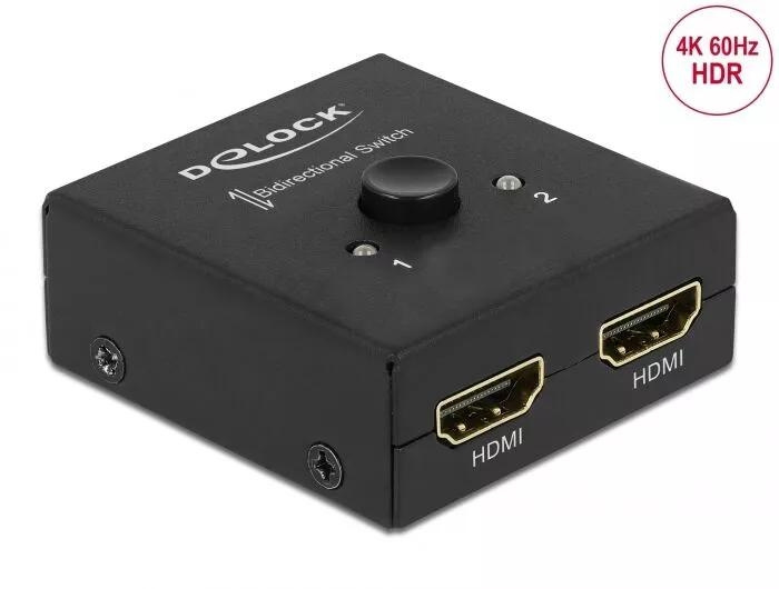 DeLOCK 64072 HDMI 2 - 1-Switch dubbelriktad 4K 60 Hz kompakt, svart i gruppen Elektronikk / Kabler og adaptere / HDMI / Adaptere hos TP E-commerce Nordic AB (C70619)