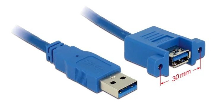 DeLOCK Cable USB 3.0 Type-A male>USB 3.0 Type-A fe panel-mount 1m i gruppen Datautstyr / Kabler og adaptere / USB / USB-A / Kabler hos TP E-commerce Nordic AB (C70699)