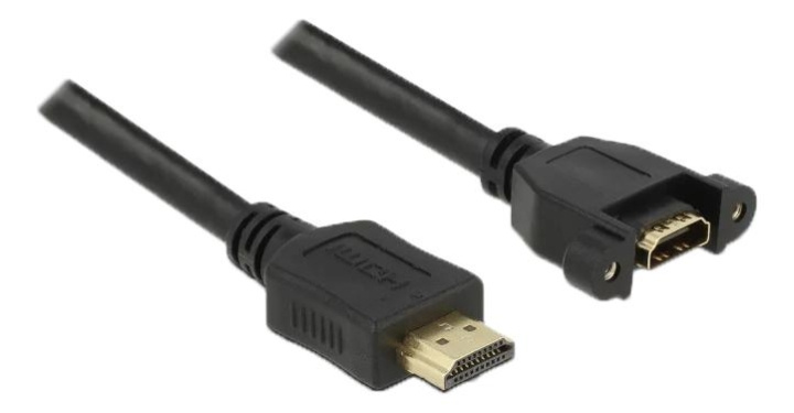 DeLOCK Cable HDMI-A ma to HDMI-A fe panel-mount, 4K at 30 Hz, 0.5 m i gruppen Elektronikk / Kabler og adaptere / HDMI / Kabler hos TP E-commerce Nordic AB (C70707)