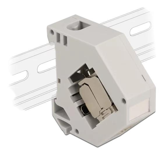 DeLOCK DIN rail Adapter with Keystone Module RJ45 jack Cat.6A LSA i gruppen Datautstyr / Kabler og adaptere / Nettverk / Adaptere og koblinger hos TP E-commerce Nordic AB (C70732)