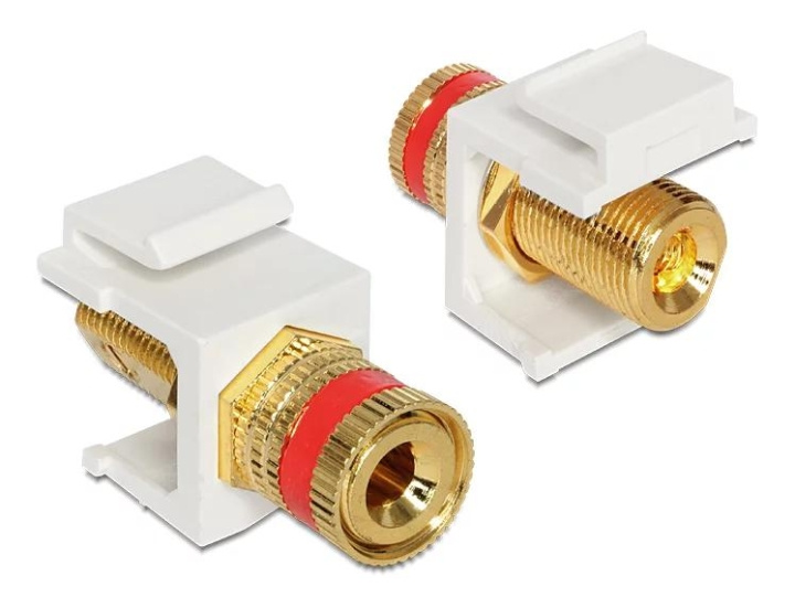 DeLOCK Keystone module, binding post (red) - thread nut, white i gruppen Datautstyr / Kabler og adaptere / Nettverk / Adaptere og koblinger hos TP E-commerce Nordic AB (C70744)