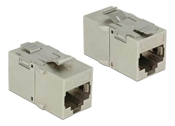 DeLOCK Keystone Module RJ45 jack > RJ45 jack Cat.6A metal i gruppen Datautstyr / Kabler og adaptere / Nettverk / Adaptere og koblinger hos TP E-commerce Nordic AB (C70759)