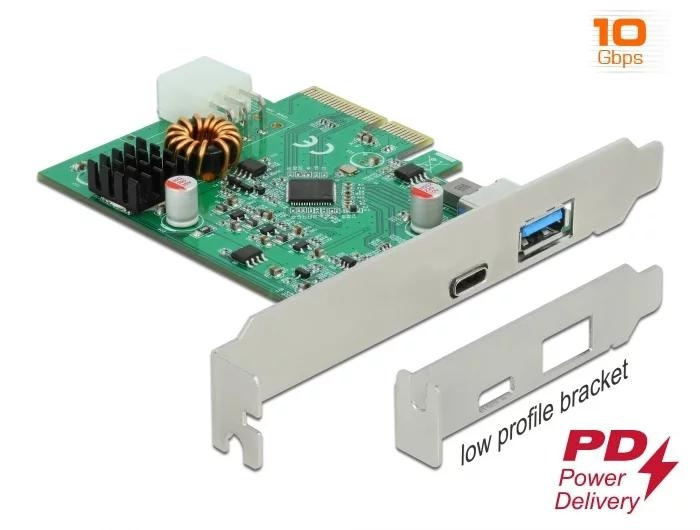 DeLOCK PCI Express x4 Card>1xext USB TypeC PD + 1xext USB TypeA i gruppen Datautstyr / Nettverk / Nettverkskort / PCI Express hos TP E-commerce Nordic AB (C70787)