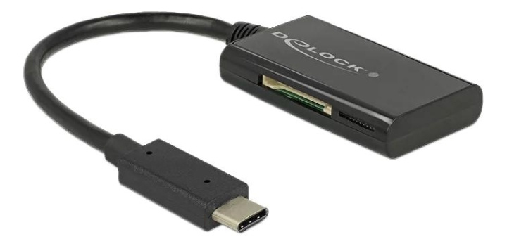 DeLOCK USB 3.1 Gen 1 Card Reader, USB-C male, 4 Slots, black i gruppen Elektronikk / Lagringsmedia / Minnekortleser hos TP E-commerce Nordic AB (C70793)