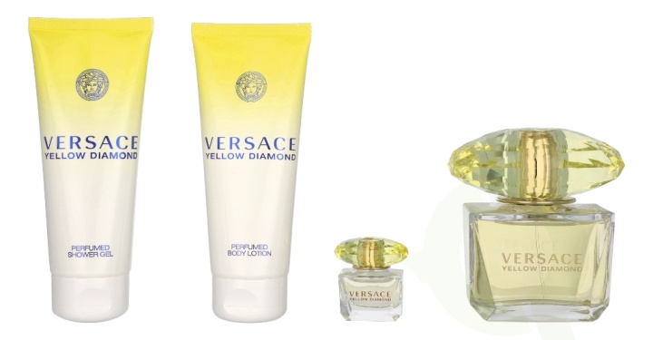 Versace Yellow Diamond Giftset 295 ml Edt Spray 90ml/Shower Gel 100ml/Body Lotion 100ml/Edt Spray 5ml i gruppen HELSE OG SKJØNNHET / Gavesett / Gavesett for henne hos TP E-commerce Nordic AB (C70944)