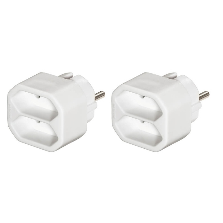 Hama Socket 2-way Adapter Double Pack White i gruppen HJEM, HUS OG HAGE / El og belysning / Grenuttak hos TP E-commerce Nordic AB (C71151)