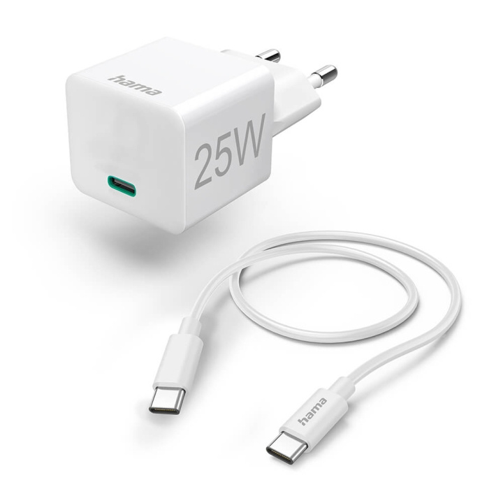 Hama Lader USB-C med USB-C Kabel PD 25W 1.5 m Kabel Hvit i gruppen SMARTTELEFON & NETTBRETT / Ladere og Kabler / Vegglader / Vegglader Type C hos TP E-commerce Nordic AB (C71155)