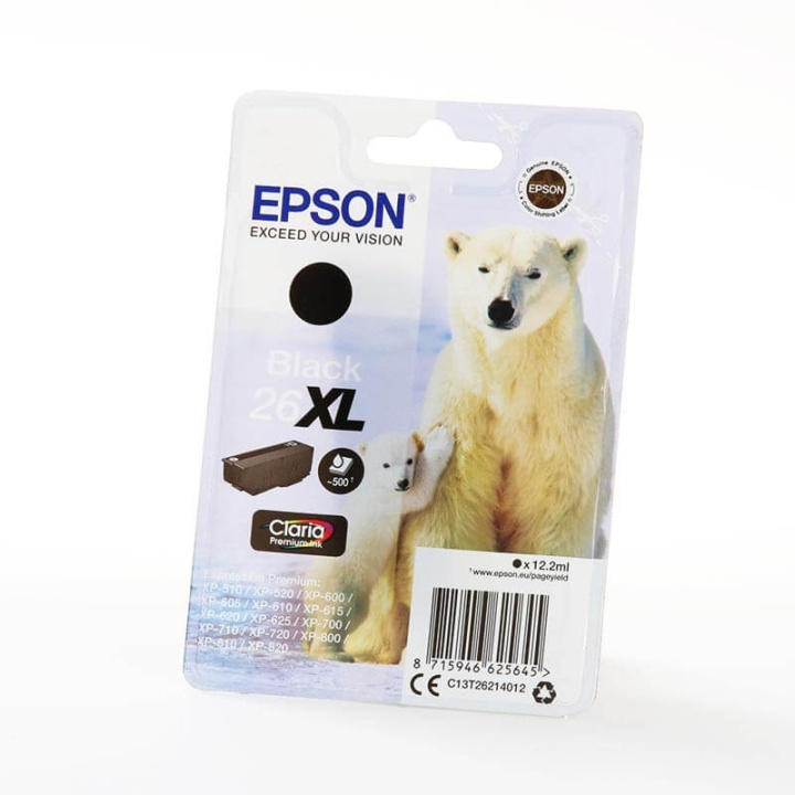 Epson Blekk C13T26214012 26XL Svart Polar Bear i gruppen Datautstyr / Skrivere og tilbehør / Blekk og toner / Blekkpatroner / Epson hos TP E-commerce Nordic AB (C71403)