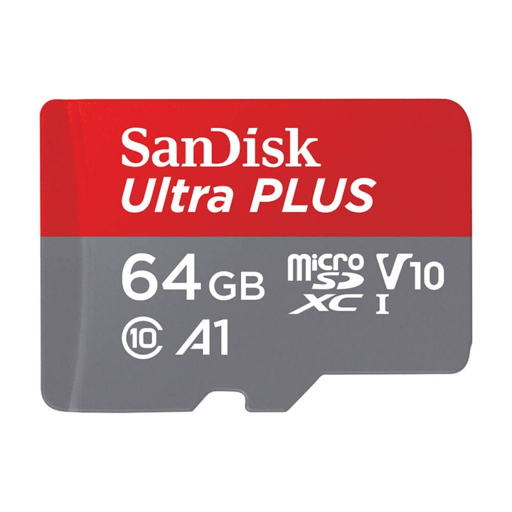 SanDisk MicroSDXC Ultra Plus 64GB 150MB/s A1 C10 UHS-1 i gruppen Elektronikk / Lagringsmedia / Minnekort / MicroSD/HC/XC hos TP E-commerce Nordic AB (C71480)