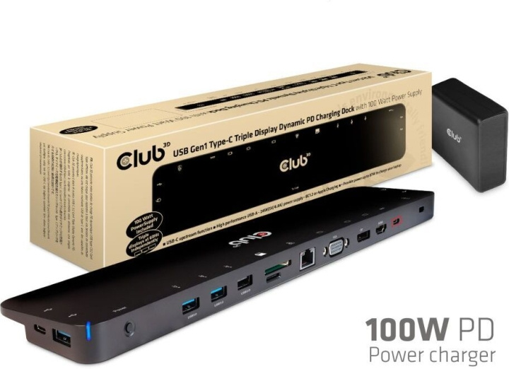 Club 3D USB Type-C Triple Display 100W-dokkingstasjon i gruppen Datautstyr / Bærbare datamaskiner og tilbehør / Dokkingstasjoner hos TP E-commerce Nordic AB (C71773)