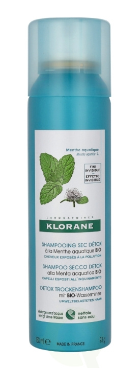 Klorane Detox Dry Shampoo With Organic Aquatic Mint 150 ml i gruppen HELSE OG SKJØNNHET / Hår & styling / Hårpleie / Tørrsjampo hos TP E-commerce Nordic AB (C71916)