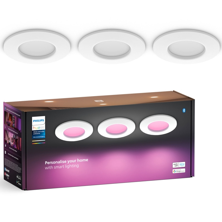 Philips Hue Slim Downlight S 90mm White and Color Ambiance Vit 3-pack i gruppen Elektronikk / Lys / Taklamper hos TP E-commerce Nordic AB (C74715)