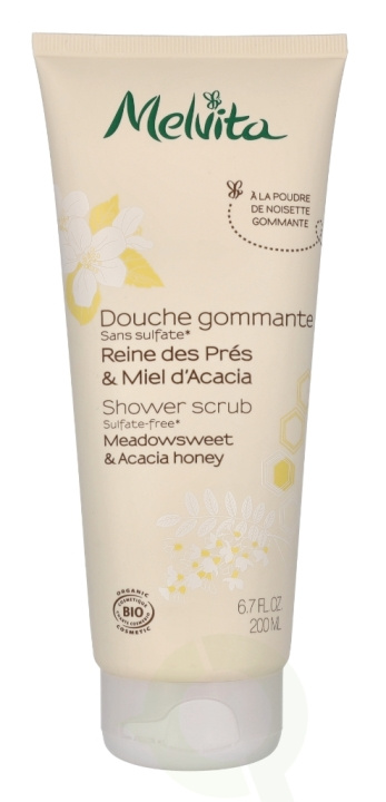 Melvita Shower Scrub 200 ml Meadowsweet & Acacia Honey i gruppen HELSE OG SKJØNNHET / Hudpleie / Kroppspleie / Body lotion hos TP E-commerce Nordic AB (C75023)