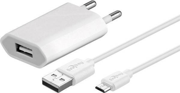 Goobay Micro-USB 5 W lader + kabel, 1 m, hvit i gruppen SMARTTELEFON & NETTBRETT / Ladere og Kabler / Vegglader / Vegglader microUSB hos TP E-commerce Nordic AB (C75181)