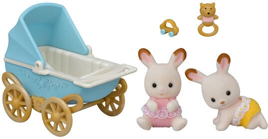 Sylvanian Families Sett med sjokoladekanintvillinger (Barnevogner) i gruppen LEKER, BARN OG BABY / Leker / Dukker & tilbehør hos TP E-commerce Nordic AB (C75225)