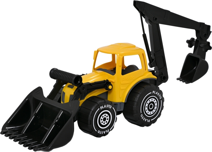 Plasto skuffetraktor & gravemaskin 70 cm, gul i gruppen LEKER, BARN OG BABY / Leker / Lekebiler hos TP E-commerce Nordic AB (C75353)