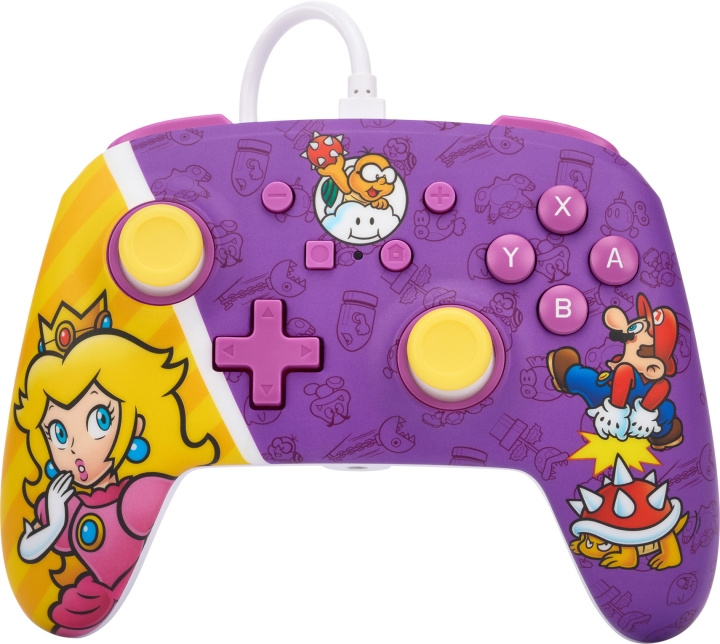 PowerA Enhanced Wired Controller, Princess Peach Battle, Switch i gruppen Elektronikk / TV-spill & tilbehør / Nintendo Switch / Tilbehør hos TP E-commerce Nordic AB (C75380)