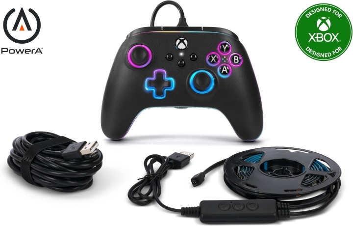 PowerA Lumectra Advantage kablet kontroller, svart + RGB LED-bånd, Xbox / PC i gruppen Elektronikk / TV-spill & tilbehør / Xbox Series X hos TP E-commerce Nordic AB (C75413)