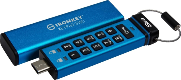 Kingston 8GB USB-C IronKey Keypad 200C, FIPS 140-3 Lvl 3 AES-256 i gruppen Elektronikk / Lagringsmedia / USB-Pinner / Type C hos TP E-commerce Nordic AB (C75504)