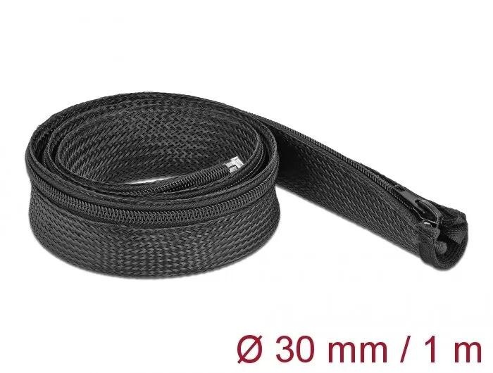 DeLOCK Braided Sleeve with zip fastener heat-resistant 1 m x 30 mm i gruppen Elektronikk / Kabler og adaptere / Kabelhåndtering hos TP E-commerce Nordic AB (C75529)