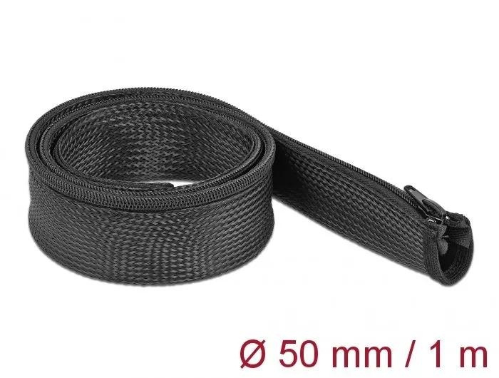 DeLOCK Braided Sleeve with zip fastener heat-resistant 1 m x 50 mm i gruppen Elektronikk / Kabler og adaptere / Kabelhåndtering hos TP E-commerce Nordic AB (C75530)