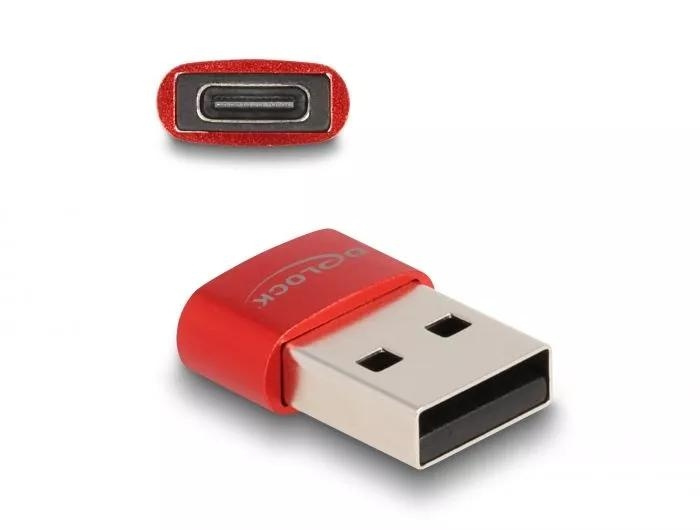 DeLOCK USB 2.0 Adapter USB Type-A male to USB Type-C™ female red i gruppen Datautstyr / Kabler og adaptere / USB / USB-A hos TP E-commerce Nordic AB (C75534)