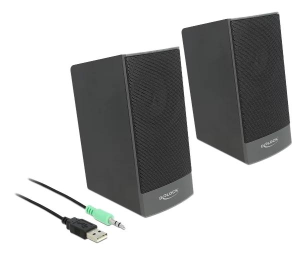 DeLOCK Stereo 2.0 PC Speaker 3.5 mm stereo jack male USB powered i gruppen Datautstyr / Datamaskin Tilbehør / Høyttaler hos TP E-commerce Nordic AB (C75541)