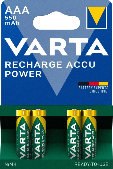 Varta Recharge Charge Accu Power AAA 550mAh 4 Pack i gruppen Elektronikk / Batterier & Ladere / Batterier / AAA hos TP E-commerce Nordic AB (C75564)