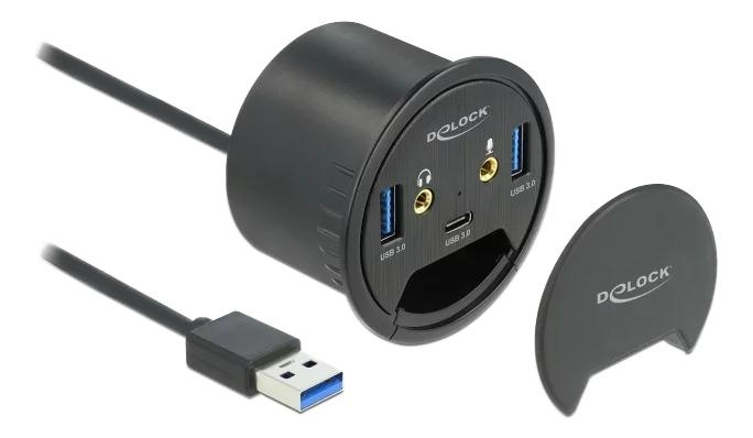 DeLOCK 3 Port In-Desk Hub USB 1 x USB Type-C and 2 x USB Type-A +HD i gruppen Datautstyr / Datamaskin Tilbehør / USB-Hubs hos TP E-commerce Nordic AB (C75624)