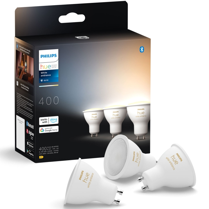 Philips Hue White Ambiance GU10 400lm 3-pack i gruppen HJEM, HUS OG HAGE / Smarthus / Smart belysning hos TP E-commerce Nordic AB (C75736)