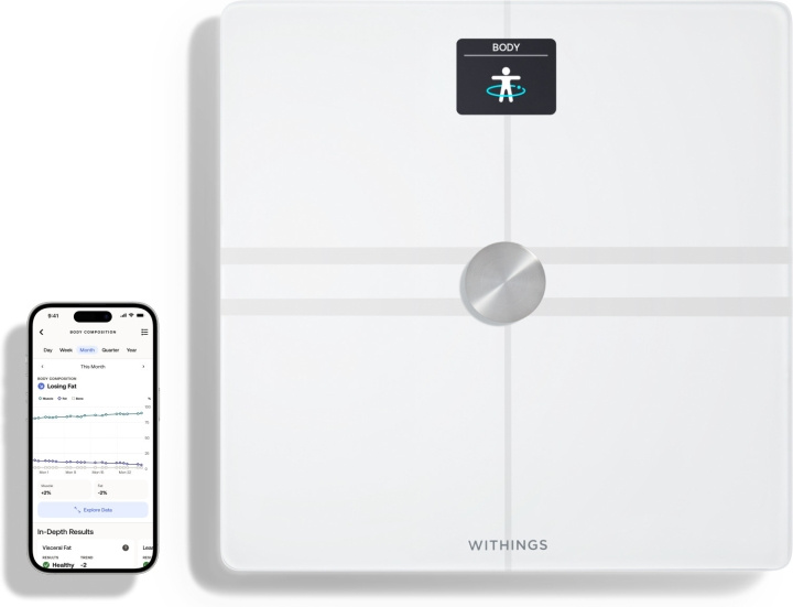 Withings Body Comp White kroppsanalysevekt med wifi-tilkobling i gruppen HELSE OG SKJØNNHET / Helsepleie / Personvekter hos TP E-commerce Nordic AB (C76131)