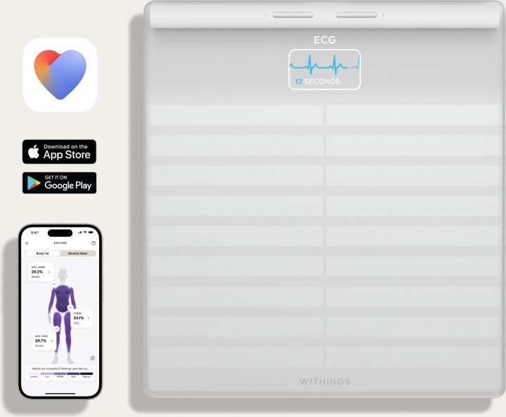 Withings Body Scan smartvekt, hvit i gruppen HELSE OG SKJØNNHET / Helsepleie / Personvekter hos TP E-commerce Nordic AB (C76152)