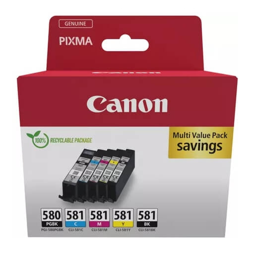 Canon Ink 2078C005 PGI-580/CLI-581 Multipack i gruppen Datautstyr / Skrivere og tilbehør / Blekk og toner / Blekkpatroner / Canon hos TP E-commerce Nordic AB (C76539)