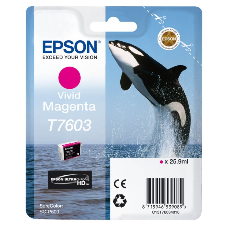 Epson Ink UltraChrome HD T76034N10 Vivid Magenta i gruppen Datautstyr / Skrivere og tilbehør / Blekk og toner / Blekkpatroner / Epson hos TP E-commerce Nordic AB (C76543)