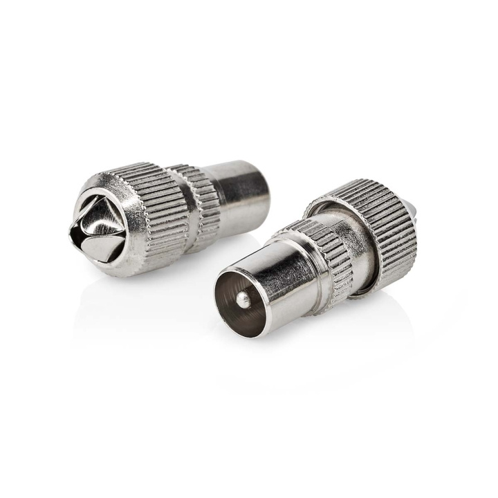 Nedis IEC (koaks) Connector | Rett | Hann | Nikkel belagt | 75 Ohm | Skrue | Kabeltilførselsdiameter: 7.0 mm | Metall | Sølv | 2 stk. | Boks i gruppen Elektronikk / Lyd & Bilde / TV og tilbehør / Antenner og tilbehør hos TP E-commerce Nordic AB (C76682)