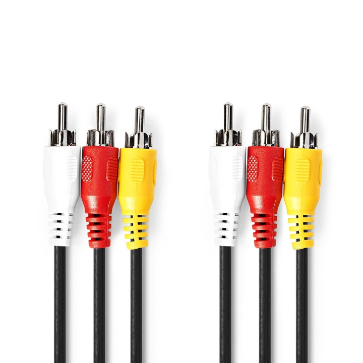 Nedis Kompositt videokabel | 3x RCA Han | 3x RCA Han | Nikkel belagt | 480p | 1.50 m | Rund | PVC | Sort | Label i gruppen Elektronikk / Kabler og adaptere / RCA / Kabler hos TP E-commerce Nordic AB (C76714)