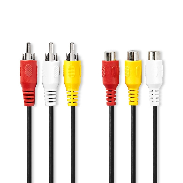 Nedis Kompositt videokabel | 3x RCA Han | 3x RCA Hunn | Nikkel belagt | 480p | 2.00 m | Rund | PVC | Sort | Label i gruppen Elektronikk / Kabler og adaptere / RCA / Kabler hos TP E-commerce Nordic AB (C76716)