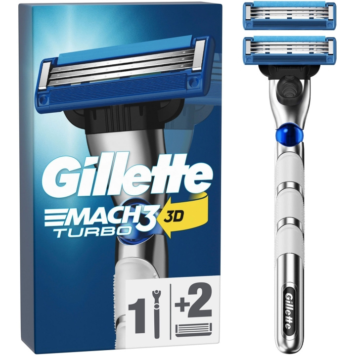 Gillette Barberhøvel Mach3 Turbo 2 stk barberblader i gruppen HELSE OG SKJØNNHET / Hår & styling / Barbering og trimming / Barberhøvler og tilbehør hos TP E-commerce Nordic AB (C76778)