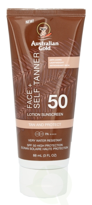 Australian Gold Face+ Self Tanner Sunscreen Lotion SPF50 88 ml i gruppen HELSE OG SKJØNNHET / Hudpleie / Soling / Solkrem hos TP E-commerce Nordic AB (C77039)