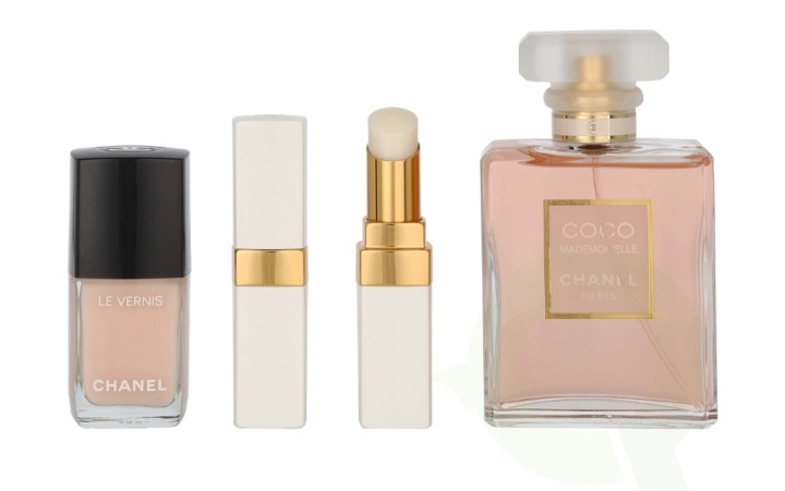 Chanel Coco Mademoiselle Giftset 66 ml Edp Spray 50ml/Le Vernis #111 Ballerina 13ml/Rouge Coco Baume Dreamy White 3g/Pouch i gruppen HELSE OG SKJØNNHET / Gavesett / Gavesett for henne hos TP E-commerce Nordic AB (C77064)